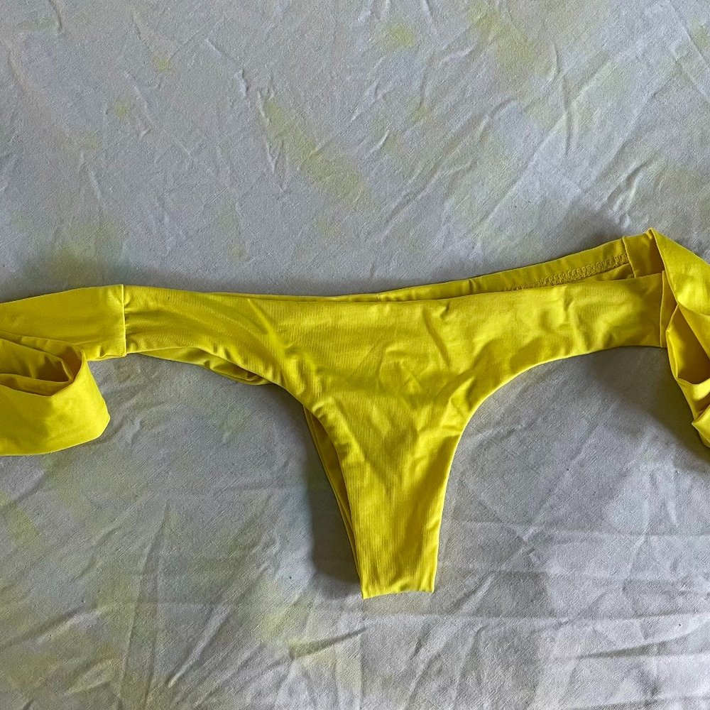 GREENLEE YELLOW BRAZILIAN BIKINI BOTTOM TIE SIDE RECYCLED FABRIC SIZE SMALL